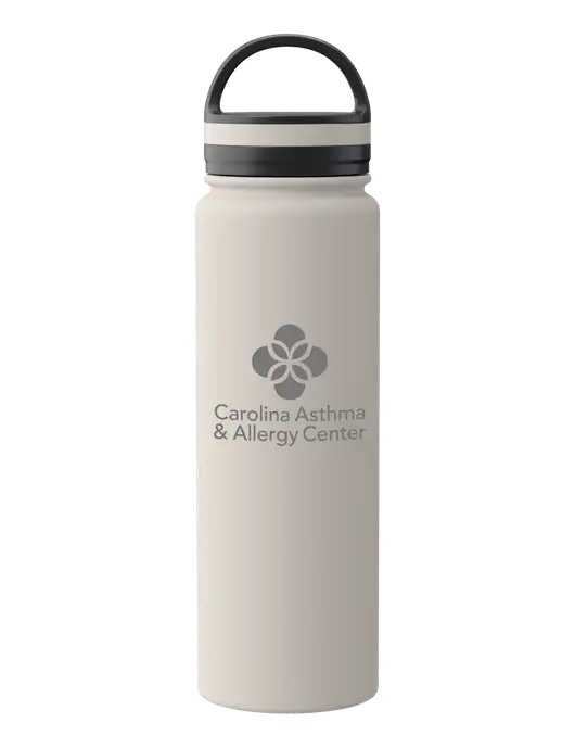 34oz Wide Mouth Stainless Steel Light Taupe Bottle w/Carolina Asthma Logo