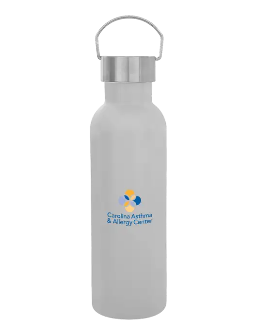 28 oz White Bubbli Stainless Steel Bottle w/Carolina Asthma Logo
