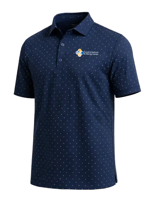 Callaway Micro Chev Dark Navy Print Polo w/Carolina Asthma Logo