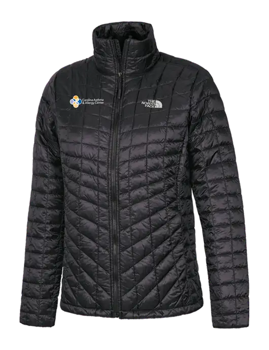 North Face Womens Matte Black ThermoBall Trekker Jacket w/Carolina Asthma Logo
