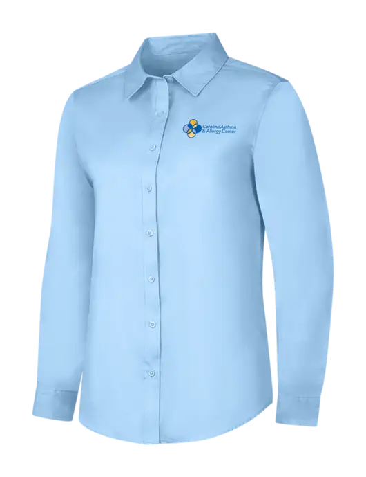 Womens Light Blue Long Sleeve Superpro React Twill Shirt w/Carolina Asthma Logo