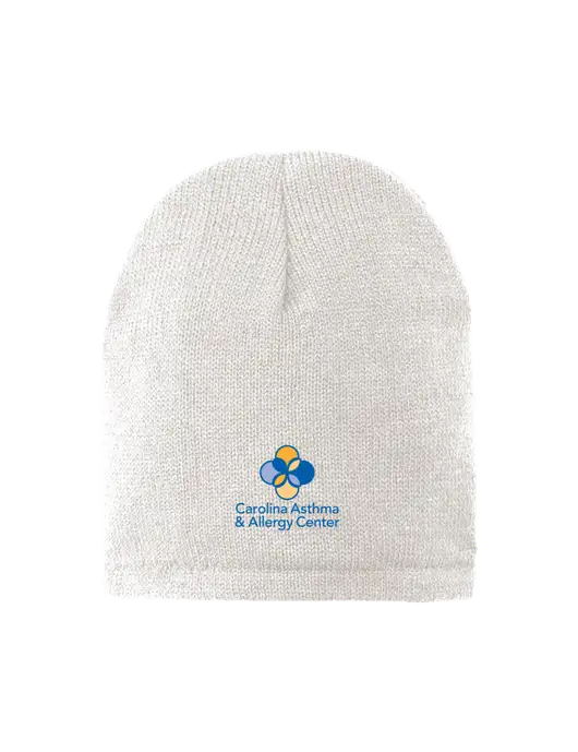 White Fleece-Lined Beanie Cap w/Carolina Asthma Logo