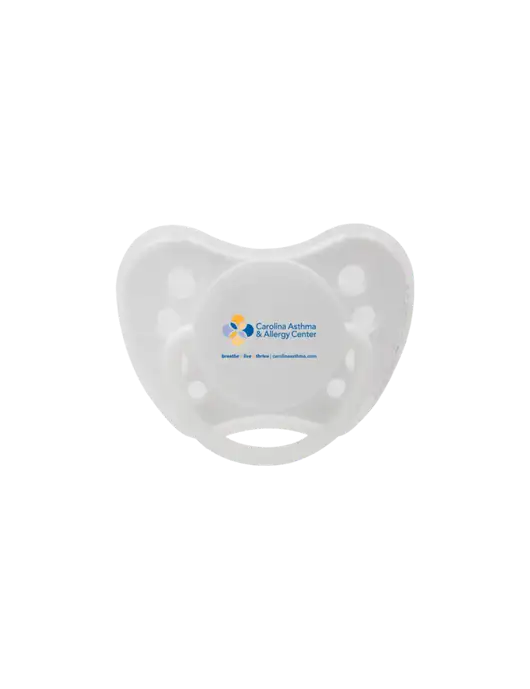 Silicone White Pacifier with Clear Cover w/Carolina Asthma Logo