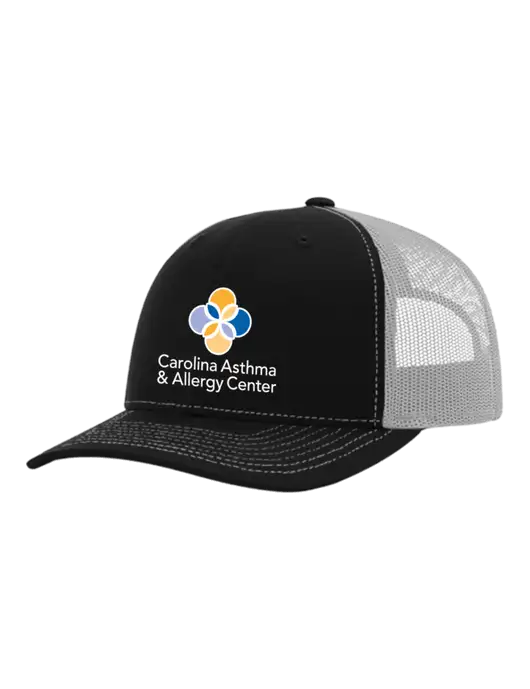Richardson Adjustable Snapback Original 112 Trucker Cap Black w/White Mesh w/Carolina Asthma Logo
