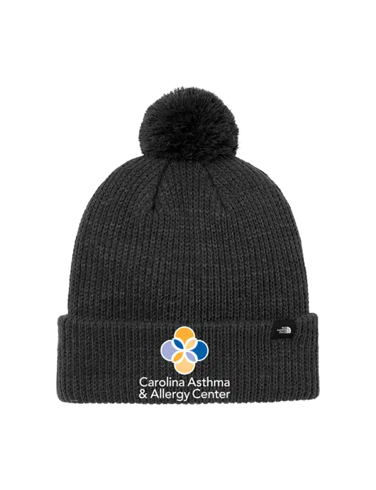 The North Face Black Heather Pom Beanie w/Carolina Asthma Logo