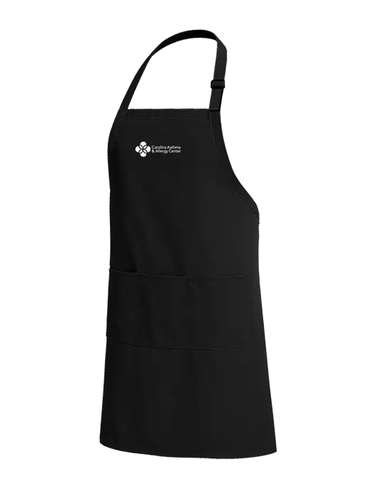 Easy Care Extra Long Bib Black Apron with Stain Release w/Carolina Asthma Logo