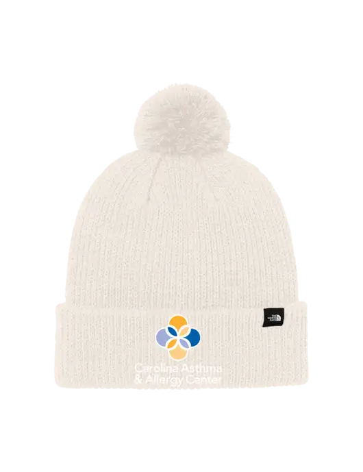The North Face Ivory Pom Beanie w/Carolina Asthma Logo