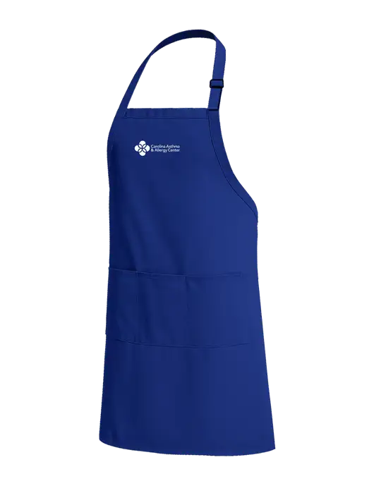 Easy Care Extra Long Bib Dark Royal Apron with Stain Release w/Carolina Asthma Logo