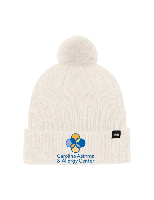 The North Face Ivory Pom Beanie w/Carolina Asthma Logo