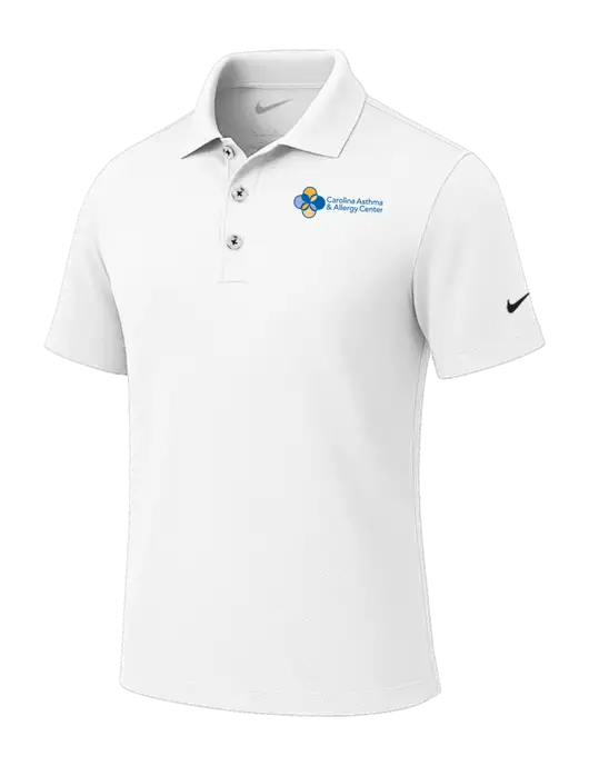 Nike White Tech Basic Dri-FIT Polo
 w/Carolina Asthma Logo