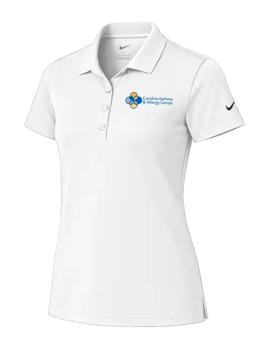 Nike Womens White Tech Basic Dri-FIT Polo
 w/Carolina Asthma Logo