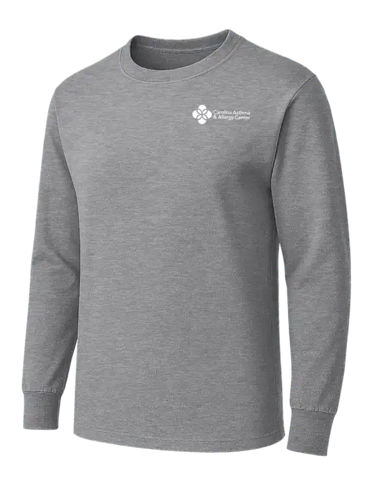 Medium Grey Heather Heavyweight Long Sleeve 6.1 oz T-Shirt w/Carolina Asthma Logo