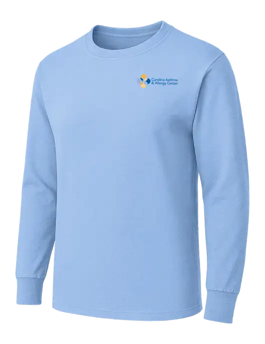 Light Blue Heavyweight Long Sleeve 6.1 oz T-Shirt w/Carolina Asthma Logo