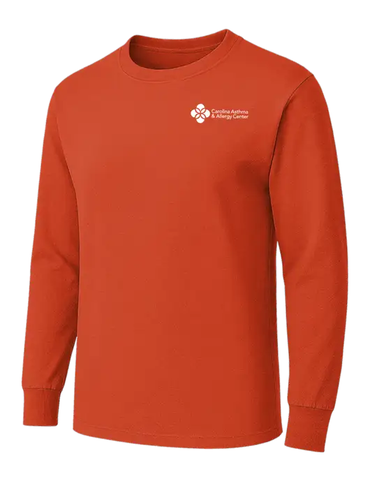 Orange Heavyweight Long Sleeve 6.1 oz T-Shirt w/Carolina Asthma Logo