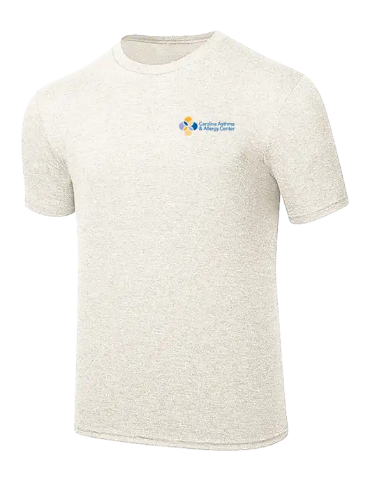 Simply Soft Very Light Tan Heather 4.5oz Poly/Combed Ring Spun Cotton T-Shirt w/Carolina Asthma Logo
